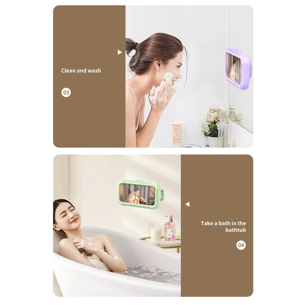 1PC Bathroom Waterproof Phone Storage Box, Can Be Rotated for Appeal, and Can Be Used for Both Showering and Watching TV Shows
