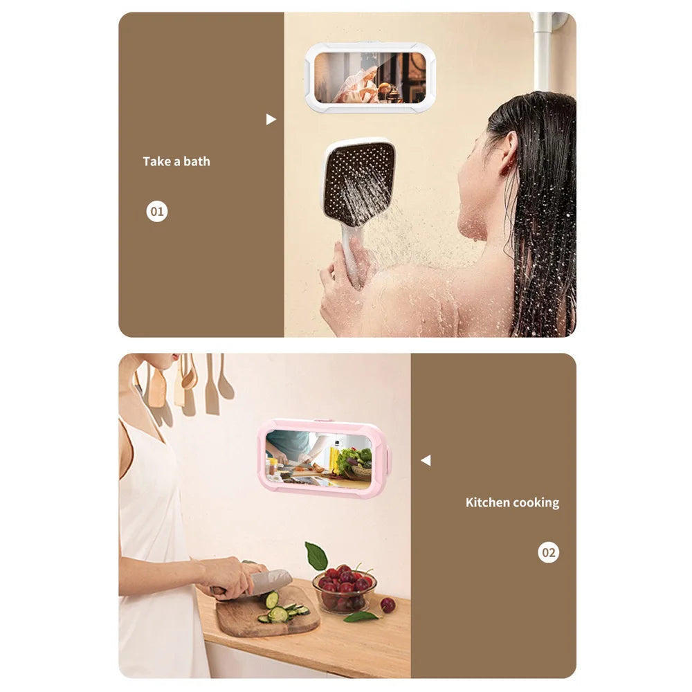 1PC Bathroom Waterproof Phone Storage Box, Can Be Rotated for Appeal, and Can Be Used for Both Showering and Watching TV Shows